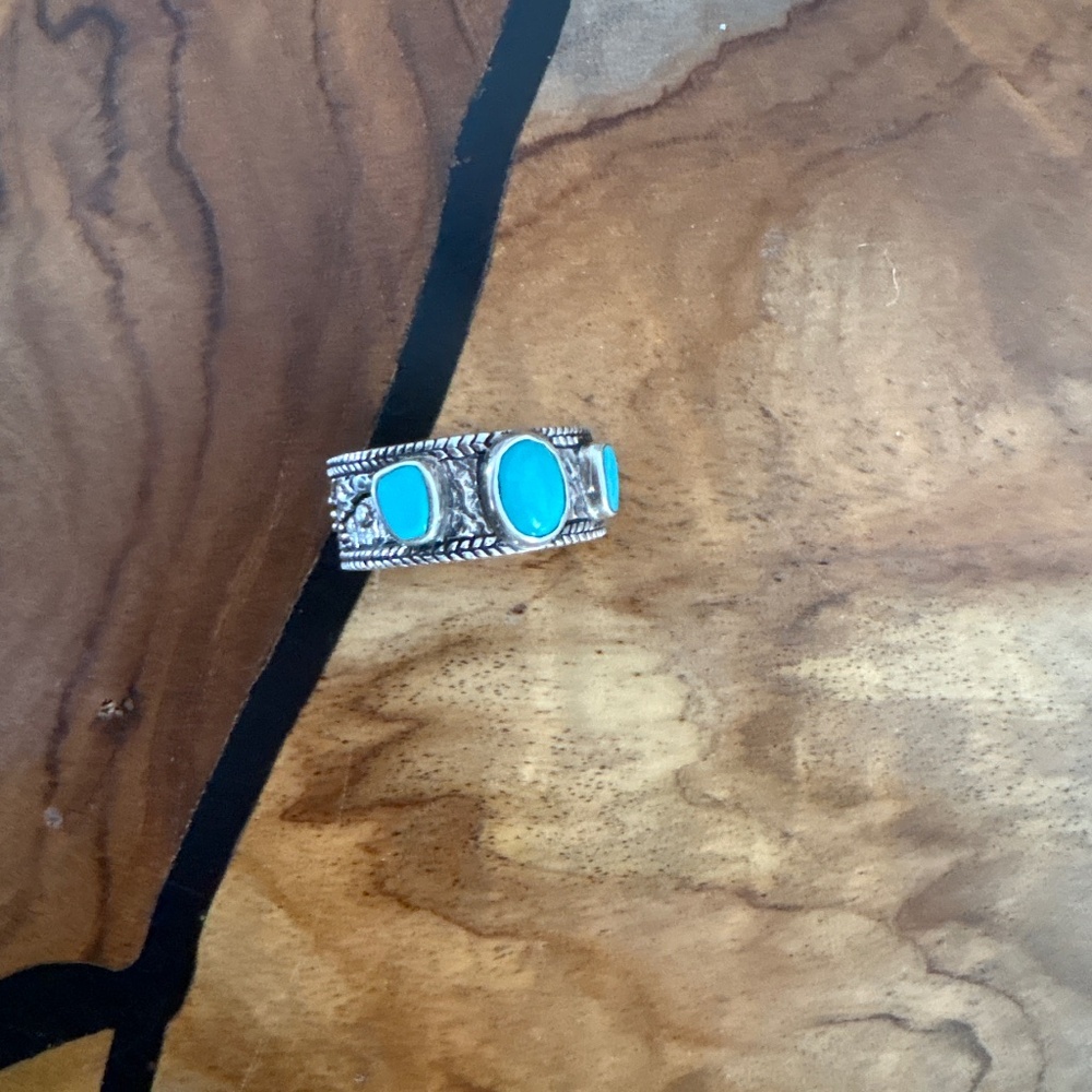 Clocks and Colours Sterling Silver Turquoise Ring (Size 11)